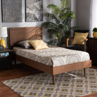 Baxton Studio Gisa-Ash Walnut-Twin Baxton Studio Gisa Mid-Century Modern Transitional Walnut Brown Finished Wood Twin Size Platform Bed